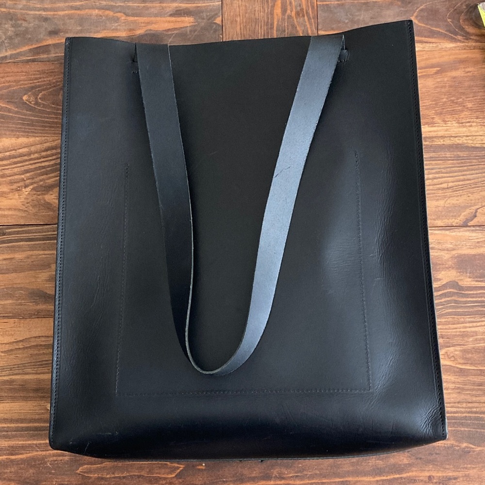 EILEEN FISHER Black Leather Messenger Bag - GUC - Picture 6 of 7